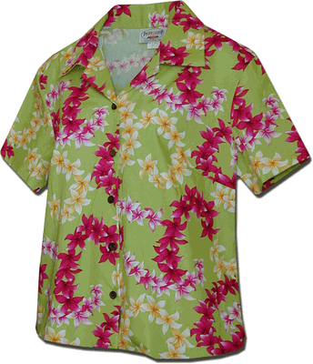 Endless Leis Ladies Hawaiian Shirts Lime