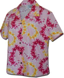 Endless Leis Ladies Hawaiian Shirts Pink