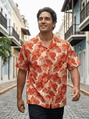 Exotic Tropical Flowers Men's Aloha Shirt 3908Orange