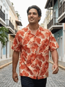 Exotic Tropical Flowers Men's Aloha Shirt 3908Orange