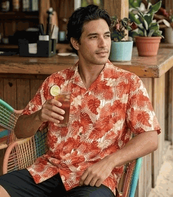 Exotic Tropical Flowers Men's Aloha Shirt 3908Orange