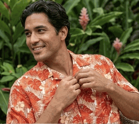 Exotic Tropical Flowers Men's Aloha Shirt 3908Orange