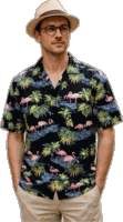 Flamingo Shirts Tropical Black