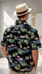 Flamingo Shirts Tropical Black