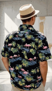 Flamingo Shirts Tropical Black