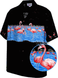 Flamingo Tropical Shirts Black Matched Front