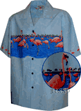 Flamingo Tropical Shirts Blue Matched Front