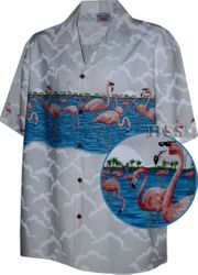 Flamingo Tropical Shirts White Matched Front