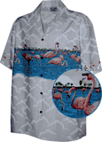 Flamingo Tropical Shirts White Matched Front