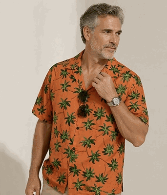 Flying Palm Trees Men's Hawaiian Shirt 3892Orange