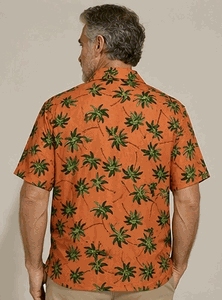 Flying Palm Trees Men's Hawaiian Shirt 3892Orange