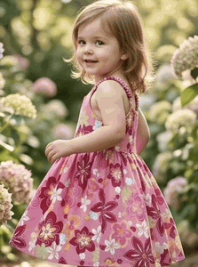 Fresh Hibiscus Toddler's Cute Dress 3878Pink