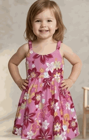 Fresh Hibiscus Toddler's Cute Dress 3878Pink Fresh Hibiscus Toddler's Cute Dress 3878Pink