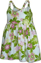 Fresh Hibiscus Toddler's Cute Dress 3878White