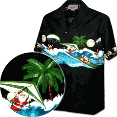 Fun Hawaiian Santa Christmas Shirt for Men 3960-Black