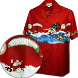 Fun Hawaiian Santa Christmas Shirt for Men 3960-Red