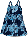 Girl's Hawaiian Dress Blue Tie Dye Hibiscus Girl's Hawaiian Dress Blue Tie Dye Hibiscus