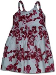 Girl's Hawaiian Dress Raspberry Tie Dye Hibiscus