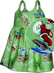 Girls Christmas Hawaiian Dresses Green