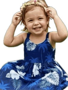 Girls Hawaiian Dress Hibiscus Islands Navy