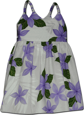 Girls Hawaiian Dress Princess Plumeria Purple