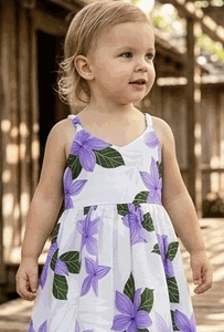 Girls Hawaiian Dress Princess Plumeria Purple