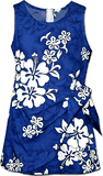 Girls Sarong Blue Aloha Dress White Hibiscus* Girls Sarong Blue Aloha Dress White Hibiscus*