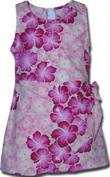 Girls Sarong Dress Pink Hibiscus Leis 
