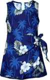 Girls Sarong Hawaiian Dress Hibiscus Island Navy Girls Sarong Hawaiian Dress Hibiscus Island Navy