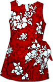 Girls Sarong Red Aloha Dress White Hibiscus Girls Sarong Red Aloha Dress White Hibiscus