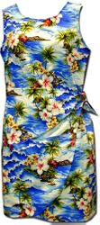Girls Sarong Tropical Dress Waikiki Beach Blue