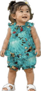 Girls Tropical 2pc Set Turquoise Aloha Fish 