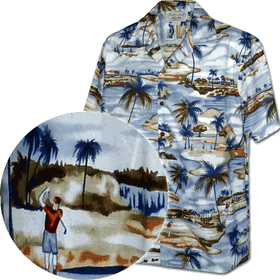 Golfers Paradise Men's Tropical Shirt Blue3936
