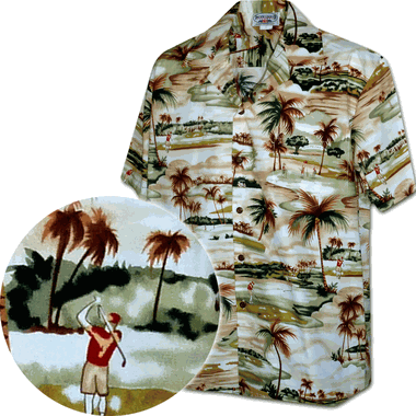 Golfers Paradise Mens Tropical Shirt Khaki3936
