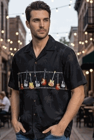Guitar Men's Camp Shirts 3940Black Guitar Men's Camp Shirts 3940Black