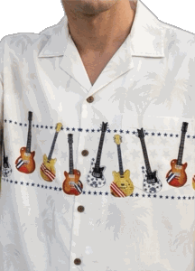 Guitar Men's Camp Shirts 3940White