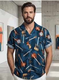 Guitars Rock Men's Cotton Shirt 3900Navy