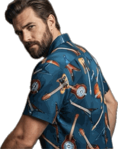 Guitars Rock Men's Cotton Shirt 3900Navy
