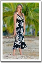 Halter Hawaiian Dress Tropical Moments Black Halter Hawaiian Dress Tropical Moments Black
