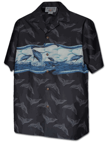 Hampback Whale Pacific Legend Men's Camp Shirts 3962Black