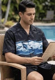 Hampback Whale Pacific Legend Men's Camp Shirts 3962Black Hampback Whale Pacific Legend Men's Camp Shirts 3962Black