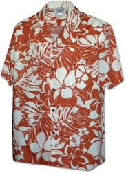 Hapa Pua Lau Pareau Men's Hawaiian Aloha Shirts Coral
