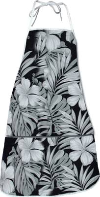 Hawaiian Aprons Black Hibiscus Blossom 