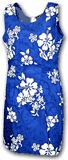 Hawaiian Attire  (Blue) White Hibiscus Dress