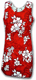 Hawaiian Attire  (Red) White Hibiscus Dress