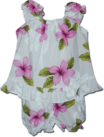 Hawaiian Baby outfit Plumerias Infant Pink Cabana Set 