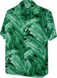 Hawaiian Banana leaves Tropical Mens Shirt 3872Green