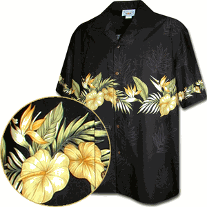 Hawaiian (Black) Anthurium Flowers Aloha Shirt