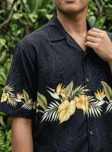 Hawaiian (Black) Anthurium Flowers Aloha Shirt