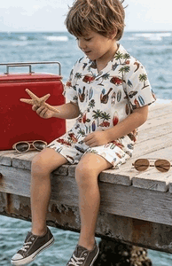 Hawaiian Boy Outfits Woody Palms in White